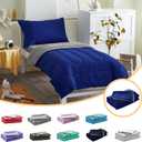 4 Pieces Toddler Bedding Set Ultra Soft and Breathable Toddler Comforter Sheet Set for Autumu and Winter- Includes Warm Comforter, Flat Sheet, Fitted Sheet and Pillowcase - Royal Blue & Gray