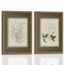 2Pcs Framed Canvas Wall Art Vintage Print Paintings Flower Drawing Plant Manuka Neutral Floral Nature Retro Aesthetic Artwork for Home Living Room Bathroom Farmhouse Wall Decor 16x24n Ready to Hang