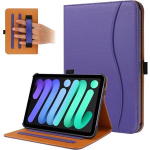 iPad mini 7 Case (A17 Pro) 2024, iPad mini 6 Case 2021, iPad mini 7th/6th Generation Case 8.3 Inch,Premium PU Leather Folio Stand Cover with Pencil Holder and Multi-Viewing AnglesPurple