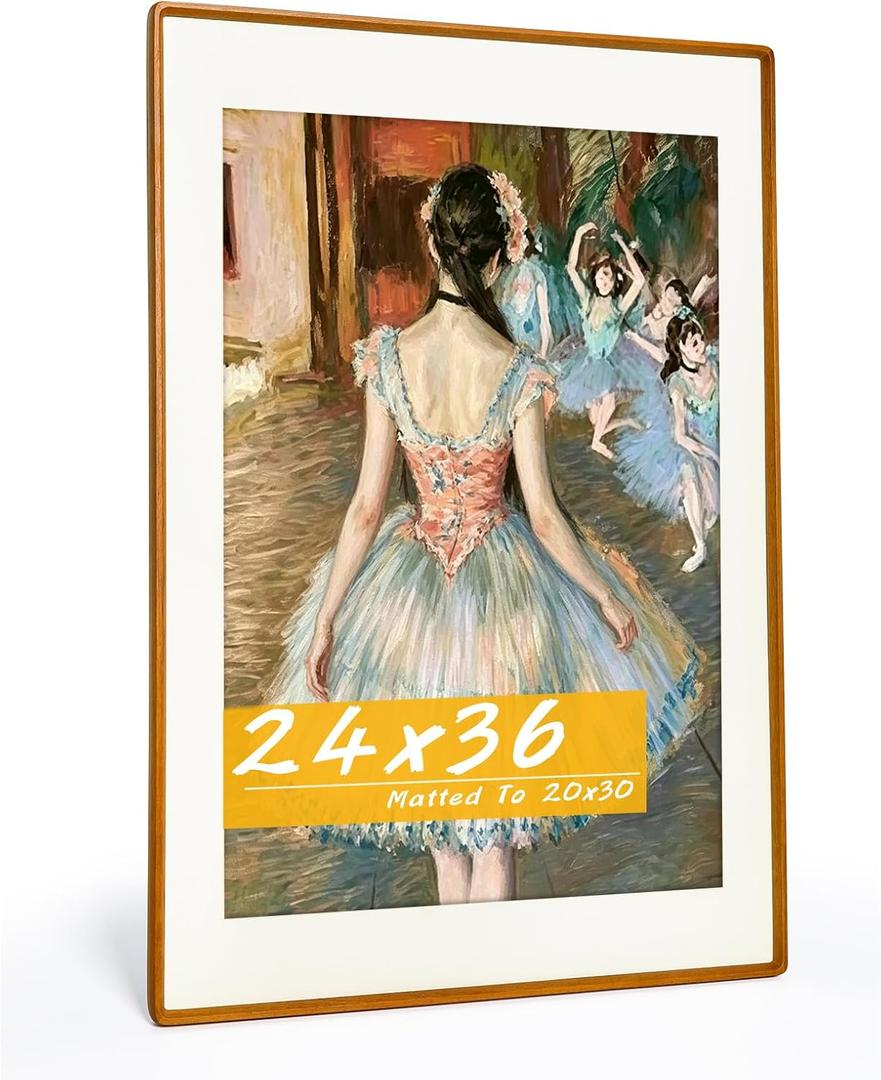 24x36 Poster Frame with Mat for 20x30 Photos, Teak Wood