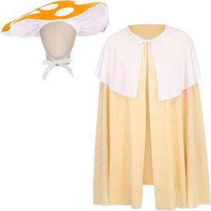 Mepase 2 Pcs Halloween Mushroom Costume Set Adult Mushroom Hat and Cape Cozy Costume for Women Men Halloween Cosplay