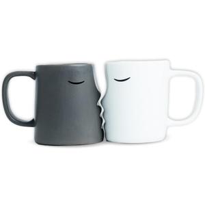 Occasionals Kissing Couple Mug Set, Wedding present for Couples, Engagement Gifts, Valentines Day, Cute Matching Couple Coffee Cups Bride and Groom Husband and Wife, His and Hers, Mr and Mrs (Gray/White)