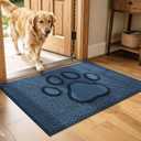 Dog Door Mat for Dirty Paws, Paw Print Indoor Entrance Rugs,24x36,Blue | Absorbent Washable Nonslip Welcome Dirt Trapper,Low Profile Floor Mats for Front Back Door and Entryways