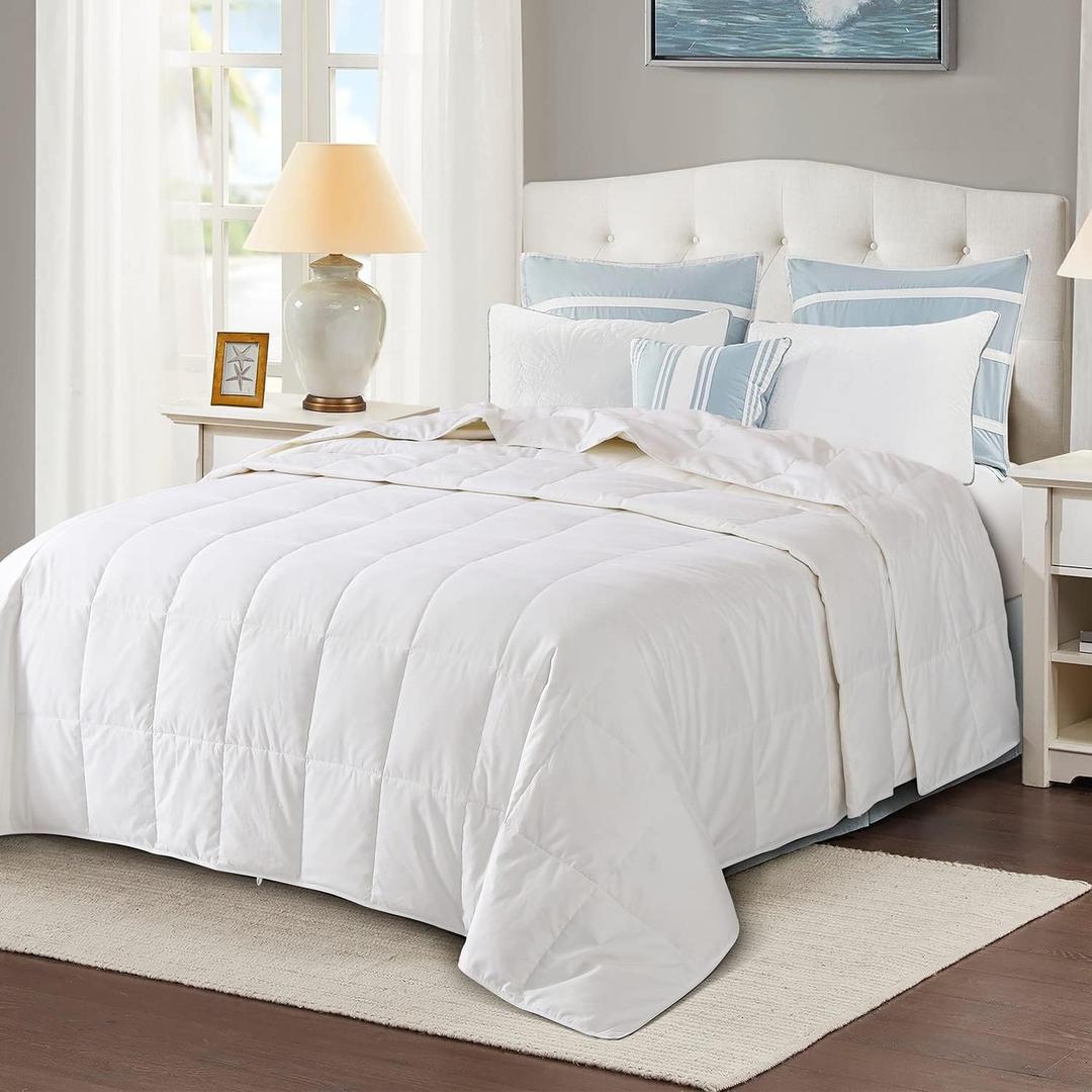 Globon Down Blanket California King Size, Extra Lightweight Summer Comforter/Duvet Insert for Hot Sleepers,Noiseless & Extra Soft, 13 Ounce Fill Weight, White
