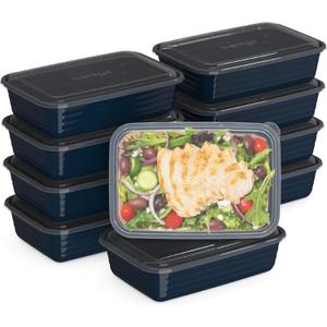Bentgo Prep - 20-Piece 1-Compartment Reusable Meal Prep Containers with Lids, PFAS & BPA Free Materials, Durable, Microwave, Freezer, & Dishwasher Safe To Go Food Storage (Navy Blue)