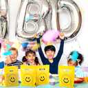Geyee 300 Pieces Smile Face Gift Bags 6" x 8" Plastic Party Favors Goodie Treat Bags Bulk with Handle for Kids Birthday Party Classroom School Supplies(Yellow)