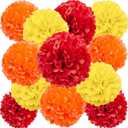 We Moment Red Orange and Yellow Paper Pom Poms Decorations for Birthday Thanksgiving Party Decoration Ceiling Wall Hanging Tissue Flowers Decorations 12pcs 3 Colors of 12 Inch 10 Inch