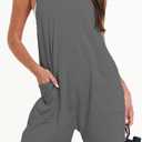 Women's Overall Shorts Rompers Sleeveless Spaghetti Strap Baggy Overalls Jumpers High Elasticity and Loose Fitting (Gray, M)