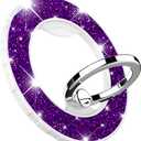 Magnetic Phone Ring Holder for magsafe, Glitter Magnetic Grip Compatible with iPhone 16 15 14 13 12 Pro max,Pro,Plus,Mini Mag Safe Accessories,Adjustable Kickstand,Deep Purple