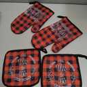 Fourluoo 10 Pcs Kitchen Set Kitchen Towels and Rugs Oven Mitts and Pot Holders Farmhouse Decor for Women Mom Gift Cooking Baking Grilling(Red Black)