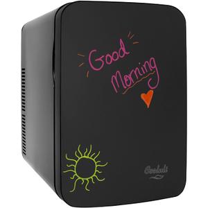 Cooluli 15L Mini Fridge with Magnetic Blackboard - Portable Small Refrigerator for Travel, Car & Office, V15LE2BK, 15 Liter
