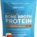 Paleovalley 100% Grass Fed Beef Bone Broth Protein Powder - Rich in Collagen Peptides for Hair, Skin, Gut Health, Bone and Joint Support - 13g Protein Per Serving - No Gluten or GMOs - Salted Caramel (EXP: 05/2028)