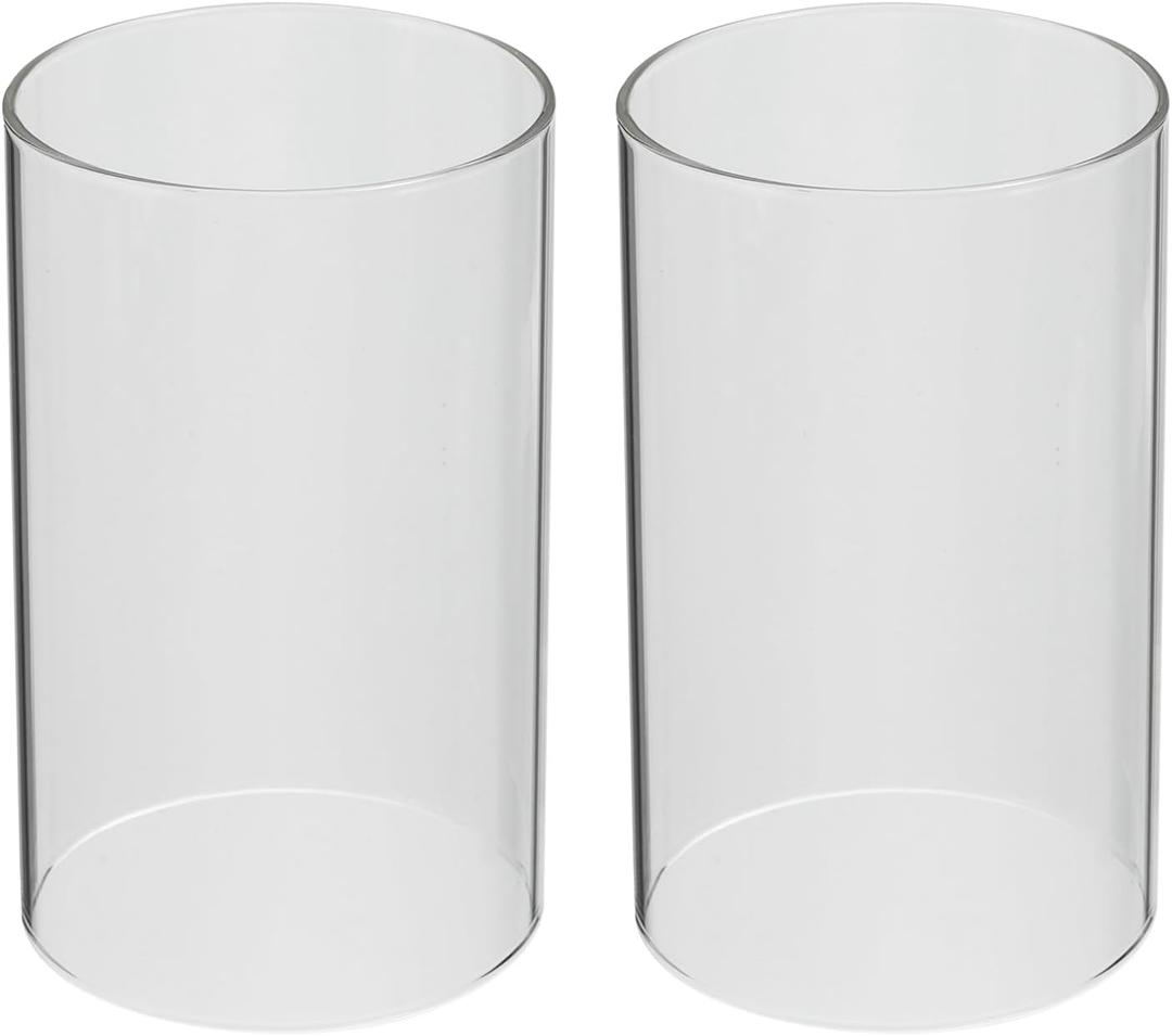 PATIKIL 3"x4" Open Ended Glass Candle Holders, 2Pcs High Borosilicate Glass Chimney Clear Glass Cylinder Candleholder for Candles Table Centerpiece