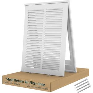 Fancat Return Air Filter Grille for 14x20 Ducts, Steel Air Vent Cover with Removable Door for 1" Filters | Fits Sidewall & Ceiling | Outer Size: 16 5/8" W x 22 5/8" H, 14''Wx20''H Ducts