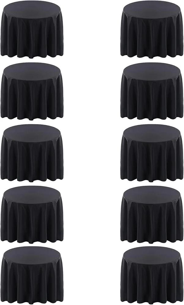 Surmente 120 inch Round Tablecloths -10 Pack Black Round Table Cloths, Polyester Fabric Table Covers for Wedding, Party, Banquet, or Restaurant
