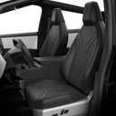 Seat Covers for Tesla Cybertruck 2025 2024, PU Leather Full Set with Armrest Cover - Front Rear Seat Covers Full Edge Protection, Black