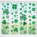 4 x 4Es Novelty 115 PCS St. Patricks Day Window Clings (9 Sheets) Green Shamrock Window Clings for Glass, St Patricks Day Window Decorations & Irish Home Decor