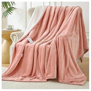 LunaHush Full Size Electric Blanket Heated, Double-Sided Flannel＆Sherpa Heated Blanket with 8 Heat Levels & 10 Hours Auto Off, Fast Heating Blankets Machine Washable with ETL & FCC Certified, Pink
