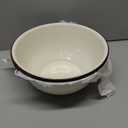 Pickmesh 4 Pcs Large Popcorn Bowl Reusable 3.4 Quart Bowl Serving Popcorn Bucket Enamel Vintage White Bowls with Black Rim Retro Extra Large Enamelware for Movie Theater Night