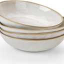 famiware Large Pasta Bowls Set of 4, Ocean Round 8.5" Pasta Serving Bowl Large Dinner Bowls, Kitchen Bowl Set, Microwave and Dishwasher Safe, Scratch Resistant, Cappuccino White