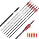 Elong 6/12PCS 26/28/30" Arrows for Compound Bows,Carbon Hunting Arrows for Archery Spine 500 with 100 Grain Screw Tips (6 pcs 28 inch)
