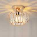 ANWIO Small Crystal Semi Flush Mount Ceiling Light Fixture, Gold Chandelier Hallway Light Fixtures, Modern Crystal Entryway Light Fixture for Corridor Closet Foyer Bathroom Kitchen, E26, 9inch