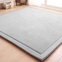 Loartee Coral Velvet Crawling Rugs & Play Mat (6'8"x 6'8", Gray) for Toddler Children & Yoga Exercise (Grey)