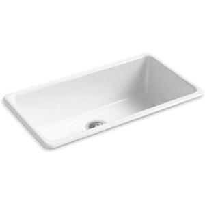 KOHLER Iron/Tones 33" Top-/Undermount Kitchen Sink, Single Bowl Kitchen Sinks, K-5707-0, White