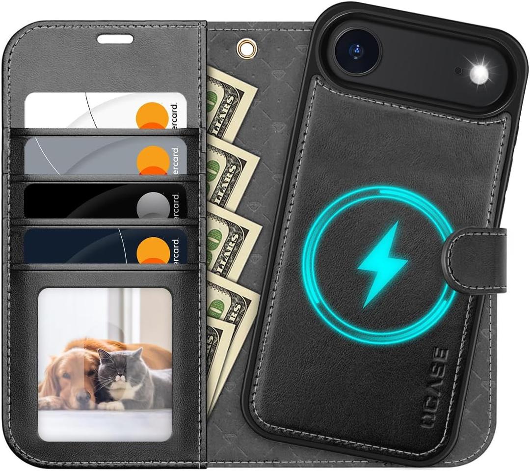 OCASE for iPhone Air Detachable Wallet Case with Card Holder, 2 in 1 PU Leather Flip Folio with RFID Blocking Stand Wrist Strap Shockproof Phone Cover 6.5 Inch 2025, Graphite