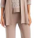 R&M Richards womens Plus Size Lace Pant Set Dress, Mocha, 14 Plus