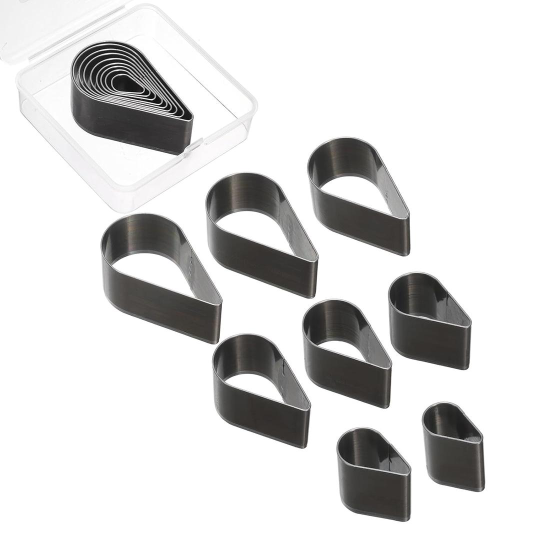uxcell Leather Teardrop Shape Punch Cutter Set 8 Sizes Leather Hollow Cutter Kit Durable Punch Die Kit Carbon Steel Leather Punch Tool for Canvas Strap Belt Leathercraft Working 8pcs
