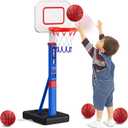 Toddler Basketball Hoop, 55" Height Adjustable Basketball Hoop for Kids 3-5, Kids Basketball Goal, Indoor Outdoor Sport Toys Christmas Birthday Gifts for Baby Boys Girls