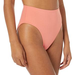 Amazon Essentials Women's High Waist High Leg Bikini Bottom (Coral Pink)