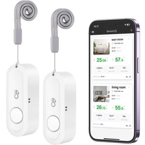ORIA Wireless Thermometer Hygrometer, Bluetooth Humidity Temperature Sensor, Upgraded Indoor Outdoor Hygrometer Thermometer with Smart App, Data Record/Export and Alert for Home Office Greenhouse