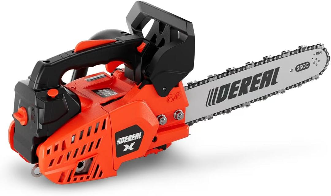 12 Inch Gas Chainsaw, 25.4CC 2-Stroke Top Handle Gas Powered Chainsaw Petrol Handheld Cordless Chain Saw for Tree Wood Cutting