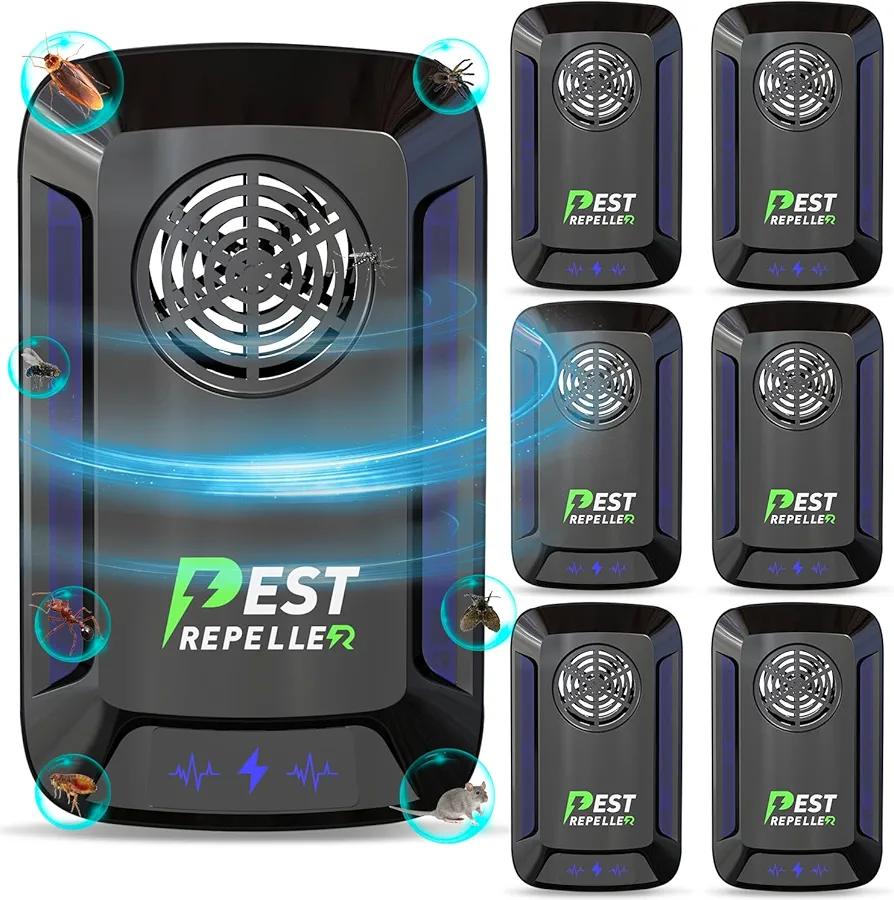 Ultrasonic Pest Repeller - Indoor Mouse Repellent Ultrasonic - Electronic Plug in Pest Defense Control for Insects, Mosquito, Roaches, Rodent, Mice, Spider, Flies, flea - House, Hotel - 6 Packs