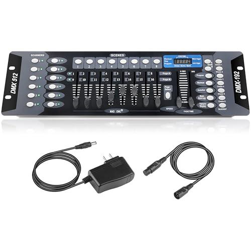 DMX Controller for dj Lights Dmx512 Light Controllers 192 Channel DMX Board with Cables 2m/6.6 ft Dmx-512 Lighting Console for Control Stage Light