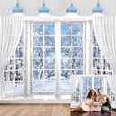 Winter Window Backdrop Snowflakes Forest Winter White Snowy Wonderland Photography Background Kids Adult Christmas New Year Family Birthday Party Decoration Banner Supplies (7x5FT)