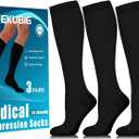 3 Pairs Medical Women Men Compression Socks Knee High 20-30 mmhg Graduated Stocking Support Hose Cute for Running Travel, S/M