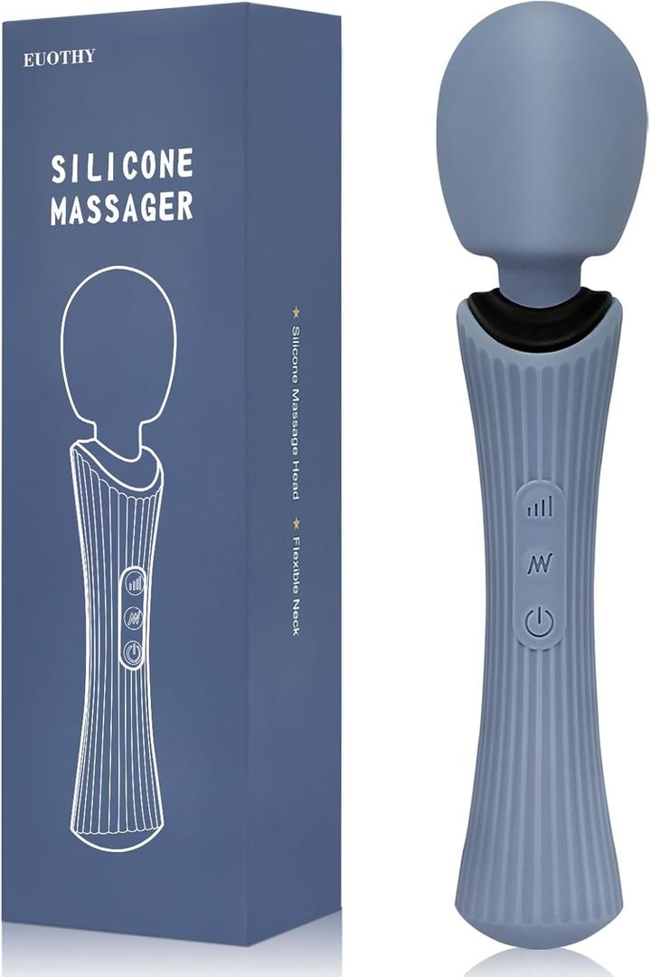 Handheld Personal Wand Massager, 12 Vibration Modes 3 Speeds, 360Flexible Neck, IPX7 Waterproof, Cordless USB Rechargeable Massager for Neck Shoulder Back Deep Tissue Relief, Rose Blue