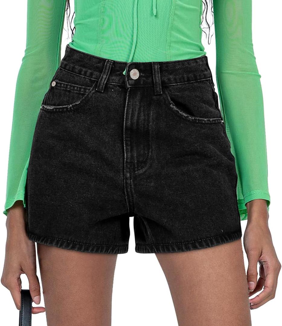 2025 Jean Shorts for Women Casual Stretchy Denim Summer Hot Short (XX-Large, #10-black)