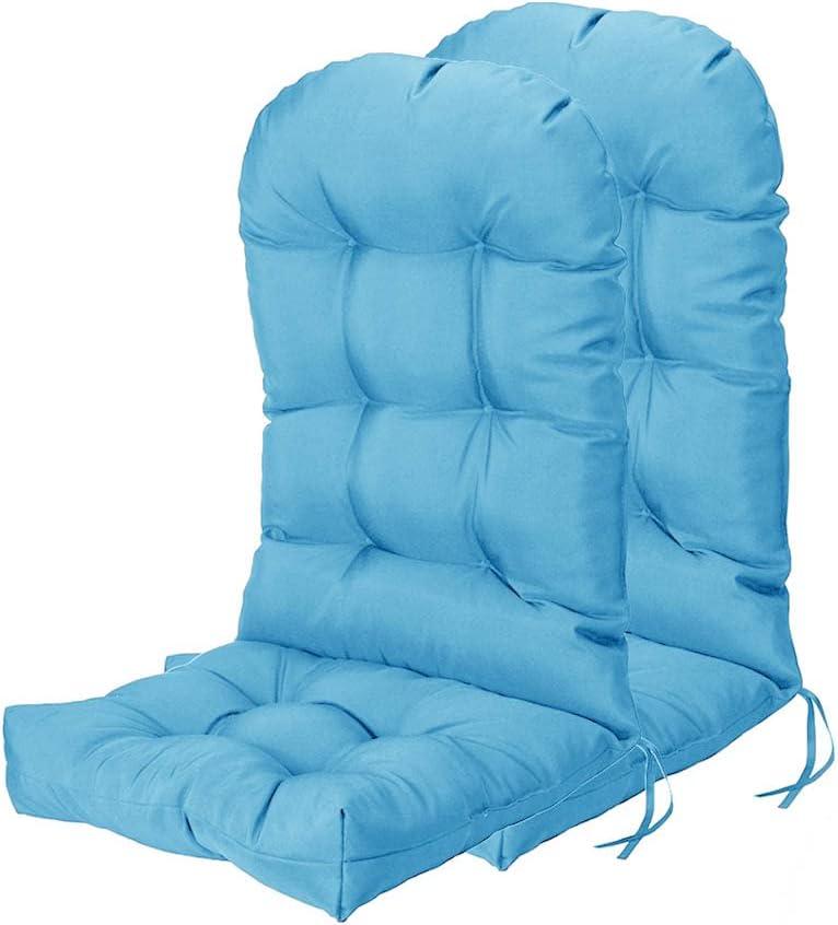 Waterproof Adirondack & Rocking Chair Cushion Indoor and Outdoor High Back Patio Cushions with Ties 43.3 X 19.7 Inch(Without Chair) (2, Peacock Blue)