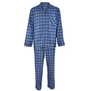 Hanes Men's 100% Cotton Flannel Plaid Pajama Top and Pant Set, Blue, XX-Large