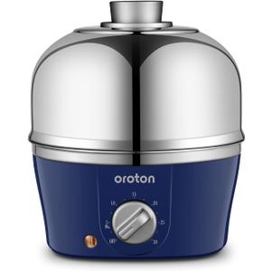 Oroton 9-Egg 304 Stainless Steel Egg Cooker  Steam & Boil Eggs with Timer, Automatic Shut-Off & 3 Cooking Modes (Blue)(Hard/Medium/Soft)