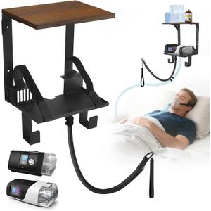 Upgraded CPAP Shelf Wall Mount, 2-Tier Organizer for ResMed AirSense 11 | with Adjustable CPAP Hose Holder & Mask Hook, Avoid Hose Entanglement | Bedside CPAP Stand to Reclaim Your Nightstand