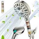 Cobbe Handheld Shower Head with Filter, High Pressure 9 Spray Mode Showerhead Built-in Power Wash with Hose, Bracket and Water Softener for Hard Water Remove Chlorine, Brushed Nickel