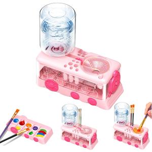 New Paint Brush Cleaner Tool,Brush Rinser Cup Painting Running Water Circulation Art Supplies for Acrylic,Watercolor and Water Based Creative Gift for Adult Artist Beginners Kids (Pink2)