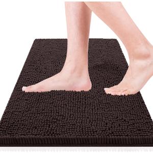Bathroom Rugs 23x15,Super Absorbent Soft,Thick,Machine Washable Chenille Bath Mat,Non Slip Toilet Floor Rug,Bath Mats for Bathroom Floor, Home Decor Accessories,Coffee