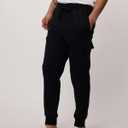 3 Pack: Men's Cotton Fleece Cargo Jogger Sweatpants with Pockets (L)