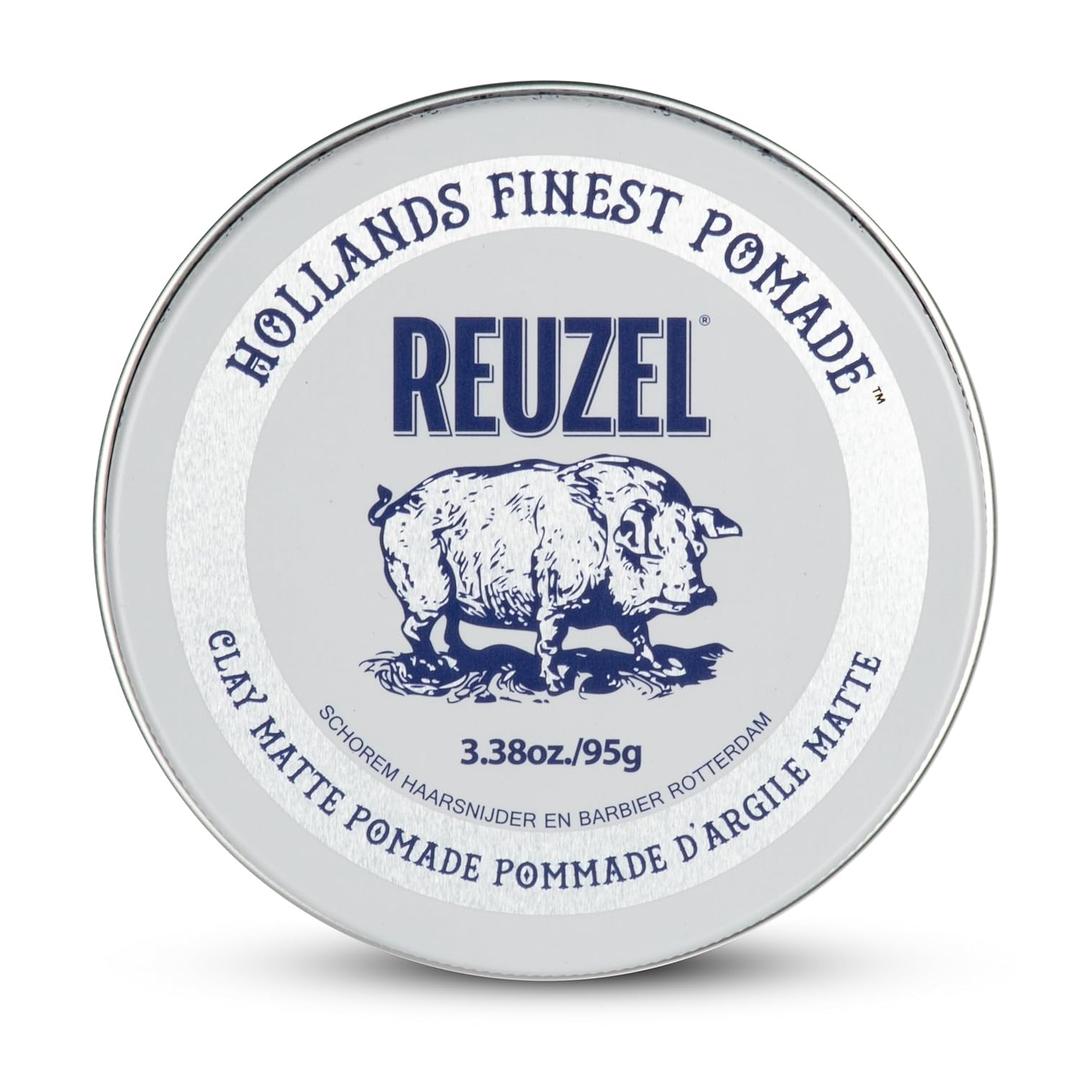REUZEL Clay Matte Pomade, Medium All Day Hold, Water Soluble Styling, Matte Finish and Flake Free, Easy To Wash Out, For All Hair Types (3.38 Ounce (Pack of 1))